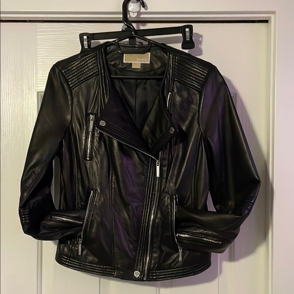 Micheal Kors Black Leather Jacket - Picture 1 of 7